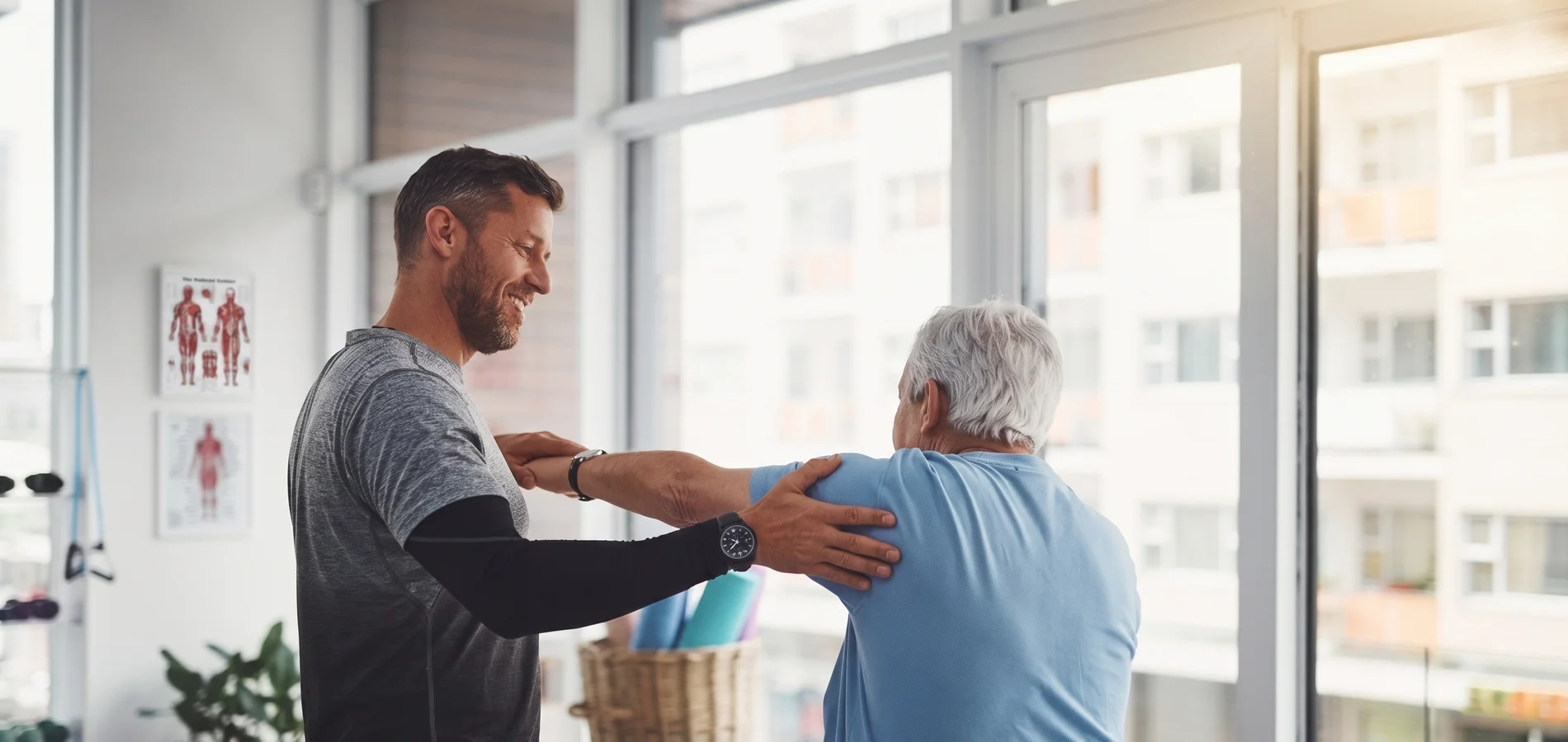 Therapist using hands-on joint mobilisation to restore movement